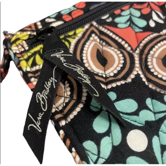 VERA BRADLEY Paisley Floral Embroidered Boho Black Wallet Wrist Strap Clutch - Picture 11 of 13